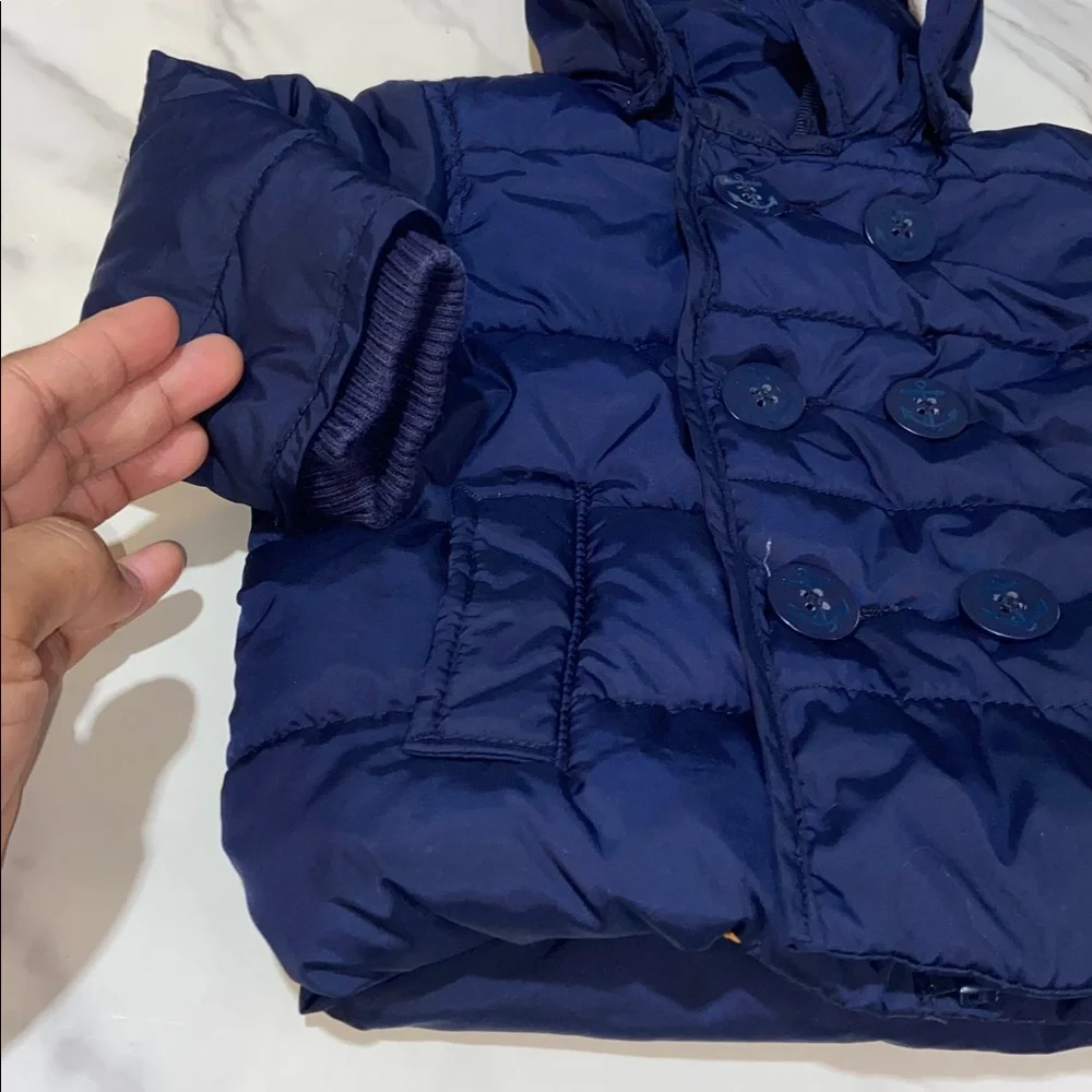 Baby GAP Kids Navy Puffer Jacket with Striped Lining Size 0-6 Months